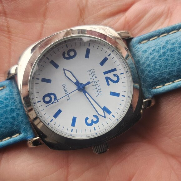 Joan Rivers Classic Women Watch 40mm Silver Tone Case Turquoise Bands Wristwatch main image 4